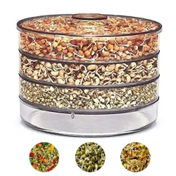Shuttle Art 2025 Upgraded Plastic Hygienic Sprout Maker Box with 4 Container Organic Home Making Transparent Fresh Sprouts Makers for Home Sprouted Grains Seeds Dal Channa Chole Ragi