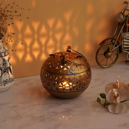 Image of Sia Space Shopping Globe Dhoop & Tea Light Candle Holder Lantern Hanging