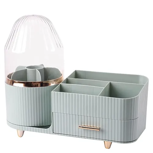 Image of SIBY ABS Plastic Cosmetic Storage Box for Women's | 360° Rotating Makeup Brush Holder for Dressing Table | Vanity Makeup