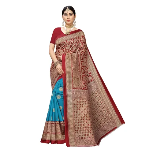 Image of Sidhidata Women's Printed Art Silk Saree With Blouse Piece (Free Size)