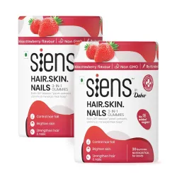 Siens By Dabur Hair, Skin & Nails (3 in 1 Gummies) - 60 pieces | Enriched with Biotin, DHT Blocker, Plant Extracts, Vitamins & Minerals | Brightens Skin, Control Hairfall, Strengthens Hair &...