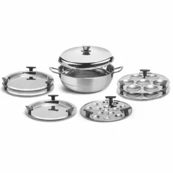 SIGNORA WARE All-Rounder Multipurpose Deluxe Kadhai(Heavy Weight)Induction Friendly Stainless Steel Induction Bottom(7Pc
