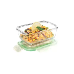 SIGNORA WARE Borosilicate Glass Rectangular Container with Lid, 370ml, Clear