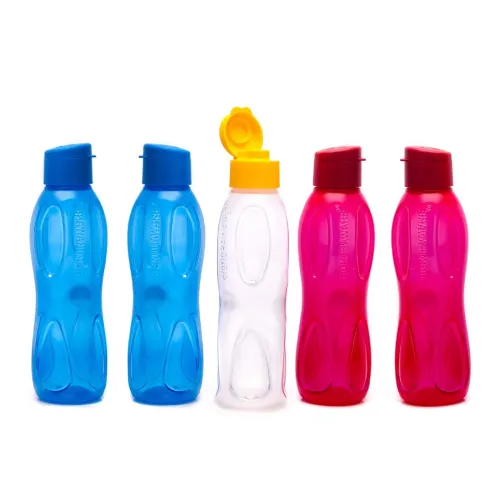 Image of SignoraWare 1000ml Set of 5 Fliptop Plastic Water Bottle