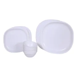 SignoraWare BPA Free Plastic Square Dinner Set (Set of 24 pcs | White)