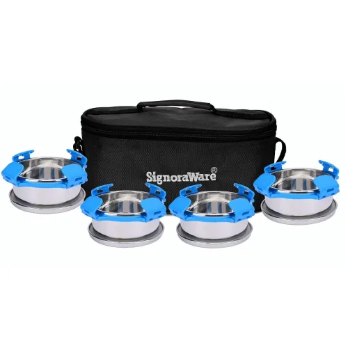 Image of SignoraWare All Steel Double Decker Lunch Box 350ml Set of 4