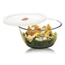 SignoraWare Borosilicate Glass Mixing Bowl with Lid & Steam release Knob | Microwave safe | Heat Resistant | Direct Frid