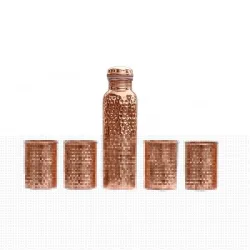 Signoraware Copper Bottle with 4 Glasses  (900 Ml Bottle + 4 Glass 275 Ml) 
