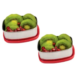 Signoraware Cute Steel Container, 100ml, Set of 2, Red