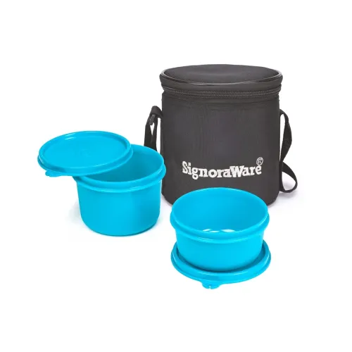 Image of Signoraware Executive Small Lunch Box with Bag, 15cm, T Blue
