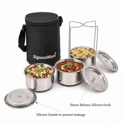 SignoraWare Fine Meal Stainless Steel Lunch Box Airtight & Leakproof Lid 