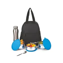 SignoraWare Fusion Stainless Steel Big Lunch Box | Airtight & Leakproof | Easy to Carry | Ideal for Office, School, Travel & Meal Prep (650mlx2 + 500ml + 750ml | Set of 4 | TBlue)