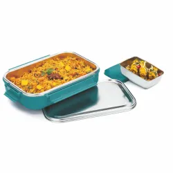Signoraware Health Bud Small Stainless Steel Lunch Box Set - 650ml + 150ml * set of 2