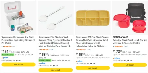 Image of Signoraware Household Supplies Product upto 57% discount 