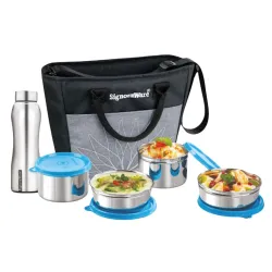SignoraWare Office Stainless Steel Lunch Box with Bottle | Airtight & Leakproof | Durable | Perfect for Office, School &