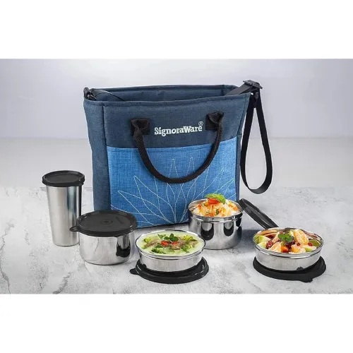 Image of Signoraware Officier Stainless Steel Lunch Box with Bag