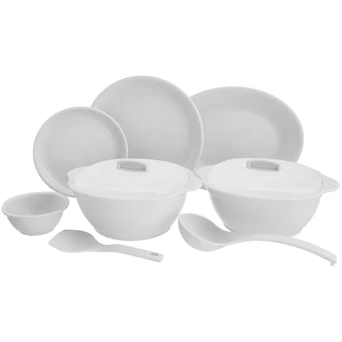 Image of Signoraware Plastic Round Dinner Set (White) - 31 Pieces
