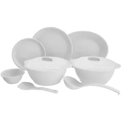 Signoraware Plastic Round Dinner Set (White) - 31 Pieces