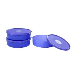 Signoraware Classic Round Big Lunch Box Set, 800ml, Set of 3, Deep Violet