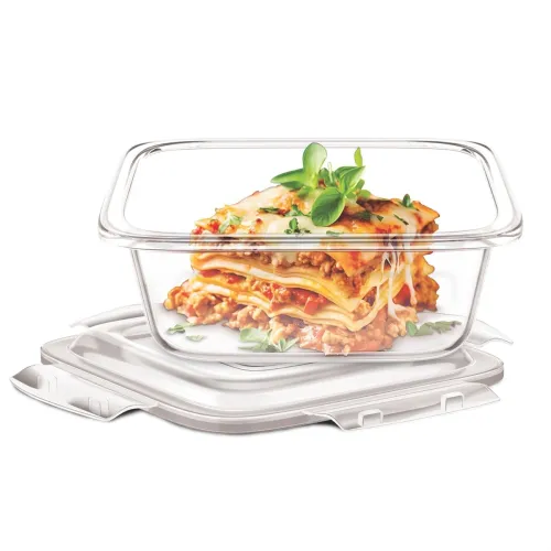 Image of Signoraware Safe N Store Glass Square Container (1.2L, Clear)