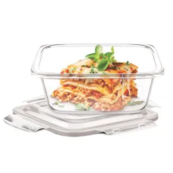 Signoraware Safe N Store Glass Square Container (1.2L, Clear)