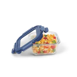 SignoraWare Secure N Store Borosilicate Glass Square Container | Airtight Seal | Microwave Safe | Reheating & Baking | Stylish & Practical | Great for Office, Travel & Outdoors (800ml | Clea...