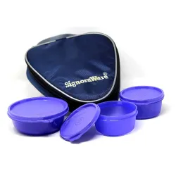 Signoraware Sleek Plastic Lunch Box with Bag, Deep Violet