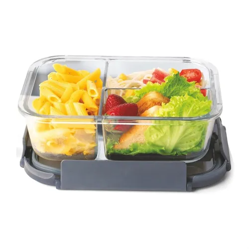 Image of Signoraware Slim Borosilicate Glass Three Compartment Lunch box