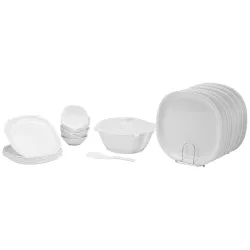 Signoraware Square Dinner Set, 21-Pieces, White