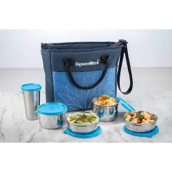 Signoraware Stainless Steel Lunch Box Set of 5 with Bag