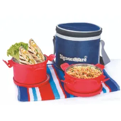 SignoraWare 500ml + 350ml Smart Microwave Safe Twin Executive Small Stainless Steel Lunch Box with Bag, Food Grade BPA F