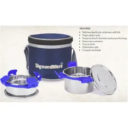 Signoraware Steel Executive Lunch Box Set 2pcs