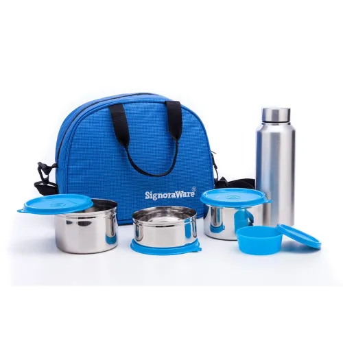 Image of Signora Ware Steel Lunch Box & Bottle Set (750 ml)