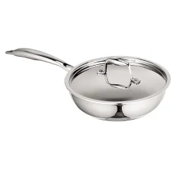 Signoraware Artista Tri-Ply Stainless Steel Induction Compatible Triply Frypan with Steel Lid (Induction and Gas compati