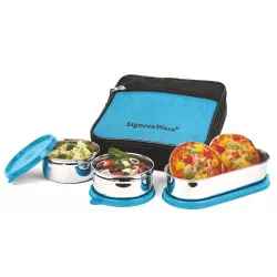 SignoraWare Health Bite Stainless Steel Lunch Box (350ml * 2 + 650ml, set of 3)