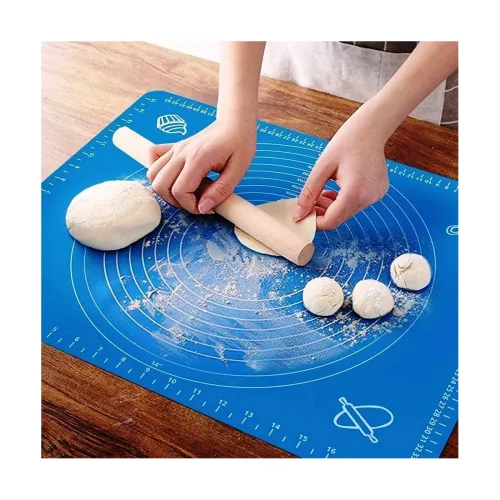 Image of Silicone Baking Mat for Roti Pizza Dough Rolling Non Stick Pastry Mat with Measurement Markings Reusable Kitchen Rolling