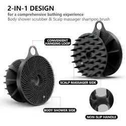 Silicone Body Scrubber Brush for Men & Women, Scalp Massager for Hair Shampoo
