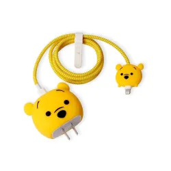 Meyaar Compatible with Apple iPhone Charger Case Cover | Cartoon Character Silicon Charger Case Cover for 18-20W 360 Degree Full Protection Cover (Cable Not Included) (Pooh)
