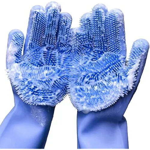 Image of Silicone Dish Washing Gloves for Kitchen 