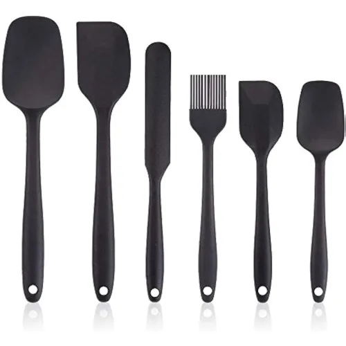 Image of Silicone Spatula Set of 6 – Non‑Stick Seamless One‑Piece Design with Ergonomic Wooden Handles