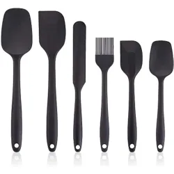 Silicone Spatula Set of 6 – Non‑Stick Seamless One‑Piece Design with Ergonomic Wooden Handles