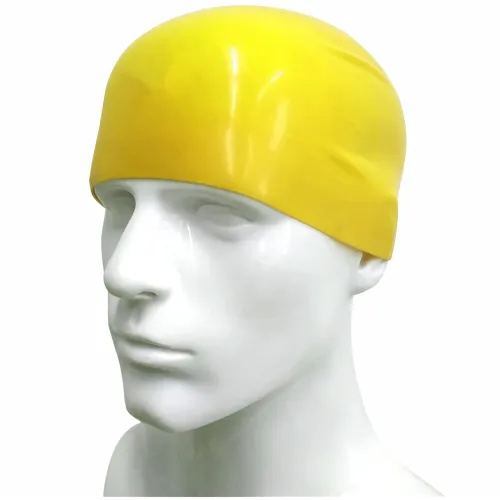 Image of Silicone Swimming Cap, Unisex, Multi-Colour, One Size Fits All (Yellow)