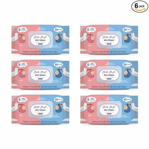 Image of Silk Soft Multipurpose Wet Wipes – 396 Wipes (66 x 6 Packs) | Gentle, Alcohol-Free & Hypoallergenic | Effective Cleaning