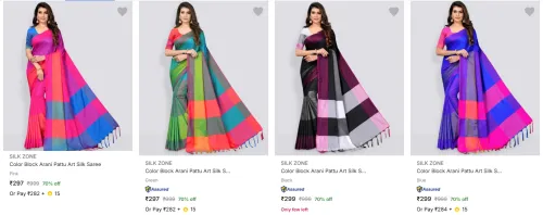 Image of Silk Zone Women's Sarees at minimum 70% Discount