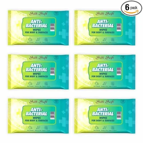 Image of Silk Soft Antibacterial Wet Wipes – 60 Wipes (10 x 6 Travel Packs) | Kills 99% Germs, Alcohol-Free & Skin-Friendly | For