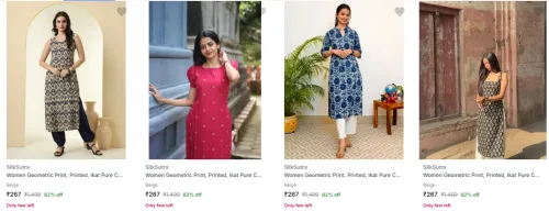 Image of Silksutra Women's Kurtas at minimum 70% Discount