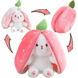 SILLYME Reversible Strawberry Rabbit Soft Toy, 28cm