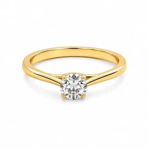 Image of 925 Sterling Silver Classic Round Moissanite Valentino Promise Solitaire Ring For Women | 18k Gold Plated Fine Jewelry f