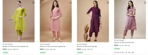 Image of Silver Rabbit Women's Ethnic Sets upto 88% Discount