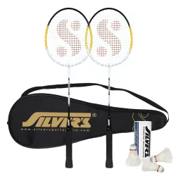 Silver's Aluminium Stricker Badminton Kit (2 Racquets with Full Cover, 1 Box Feather Shuttlecock Pack of 3)(Yellow/White)